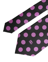 Dolce & Gabbana Men Dark Gray Polka Dot Silk Adjustable Necktie Tie