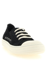 Rick Owens Black Calfskin Low Top Sneakers