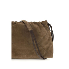 Brunello Cucinelli Brown Calf Leather Bos Taurus Shoulder Bag