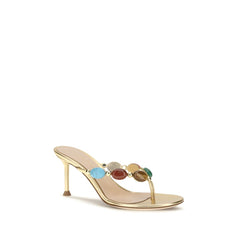 Gianvito Rossi Gold Suede Leather Stiletto Heel Sandals