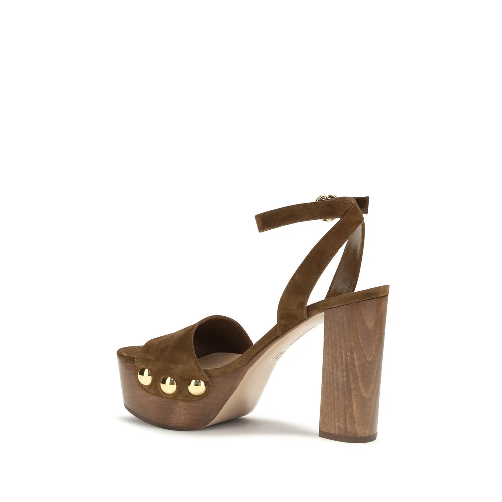 Gianvito Rossi Brown Suede Leather Platform Sandals