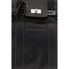 Brunello Cucinelli Black Calf Leather Bos Taurus Luggage And Travel