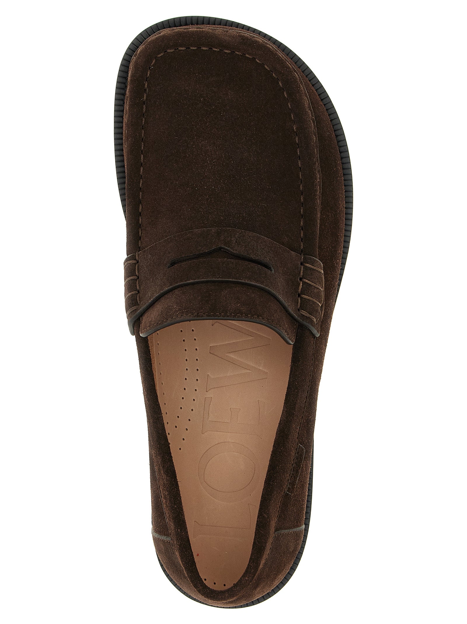 Loewe Brown Calfskin Slip-On Loafers