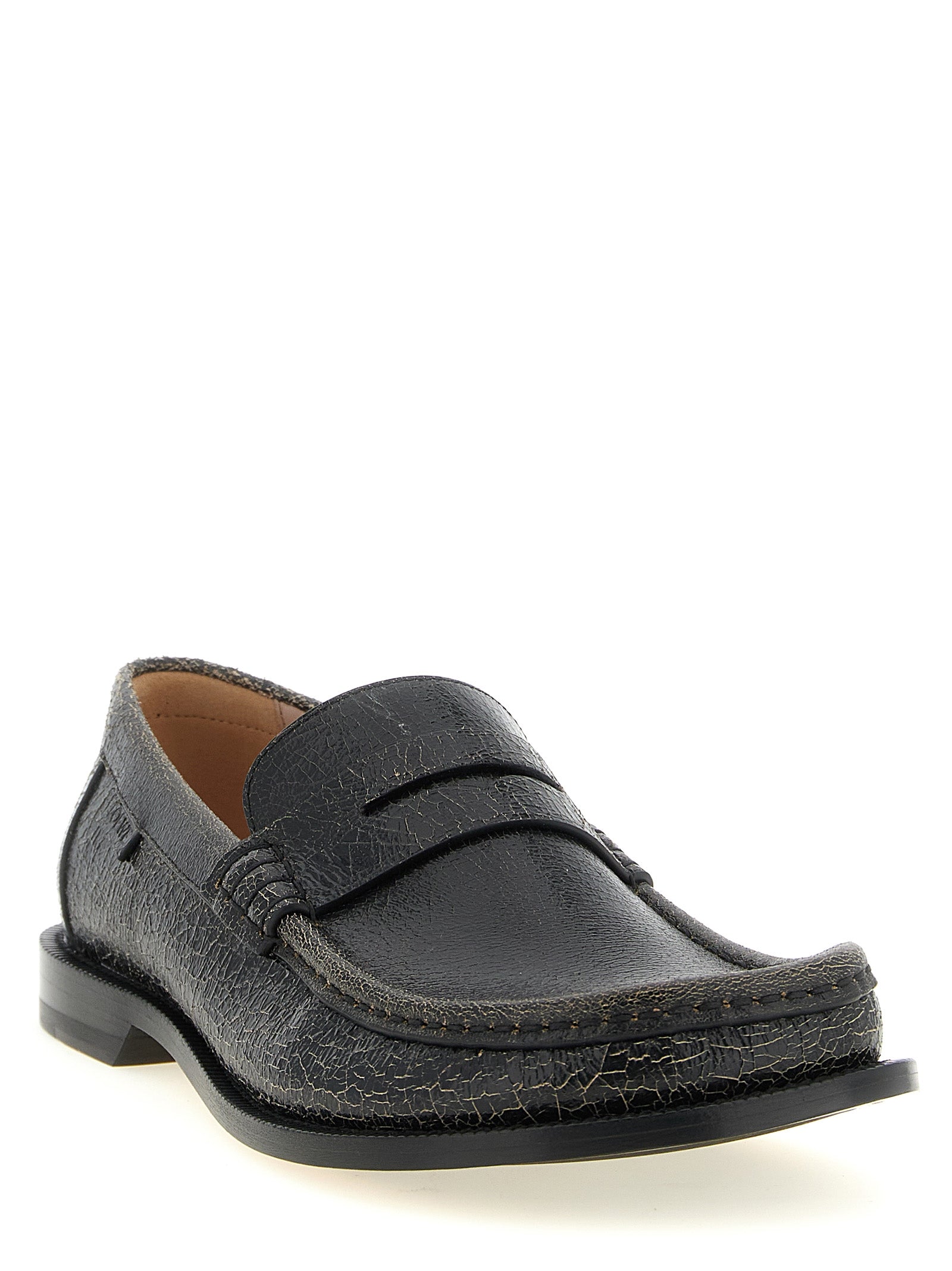 Loewe Black Calfskin Slip-On Loafers