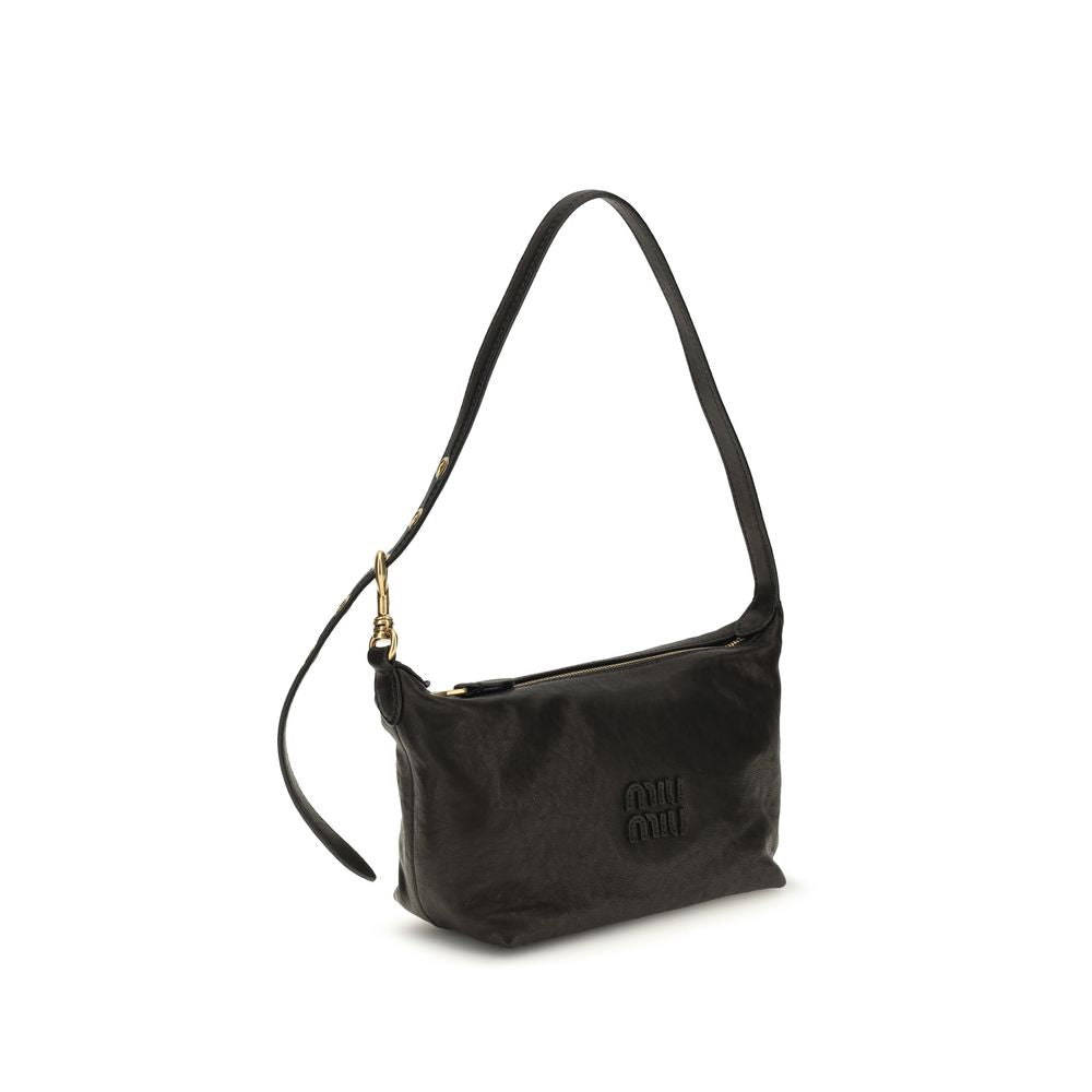 Miu Miu Black Suede Leather Shoulder Bag