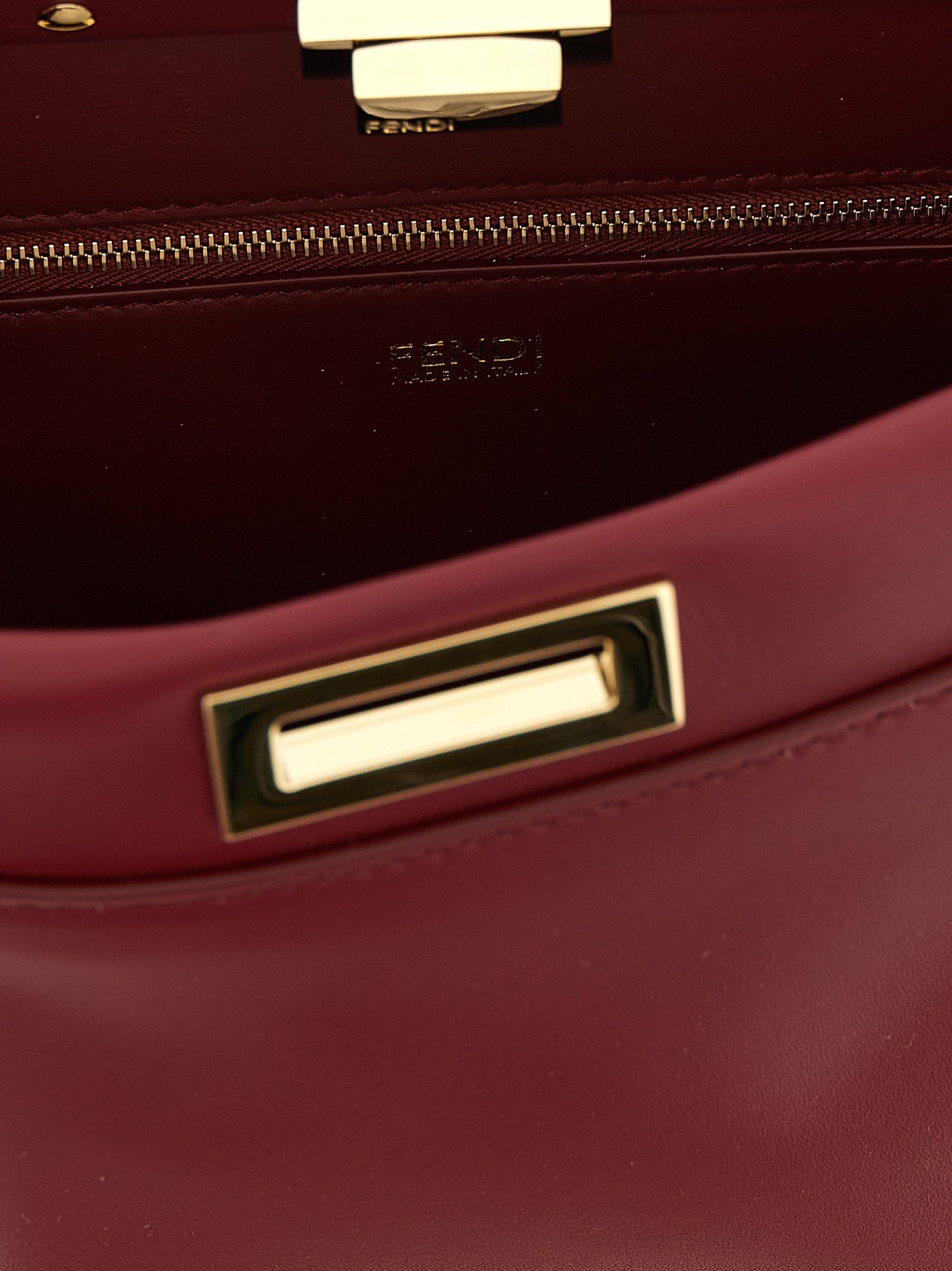 Fendi Bordeaux Lamb Leather Shoulder Bag