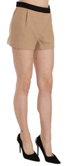 Costume National Shorts Beige Cotton Mid Waist Mini Short