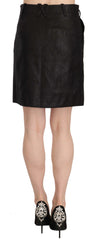 GF Ferre Black High Waist Curdoroy A-line Mini Skirt