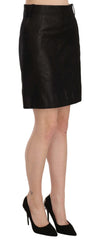 GF Ferre Black High Waist Curdoroy A-line Mini Skirt