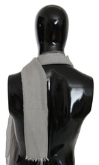 Costume National Gray Fringe Neck Wrap Cotton Scarf