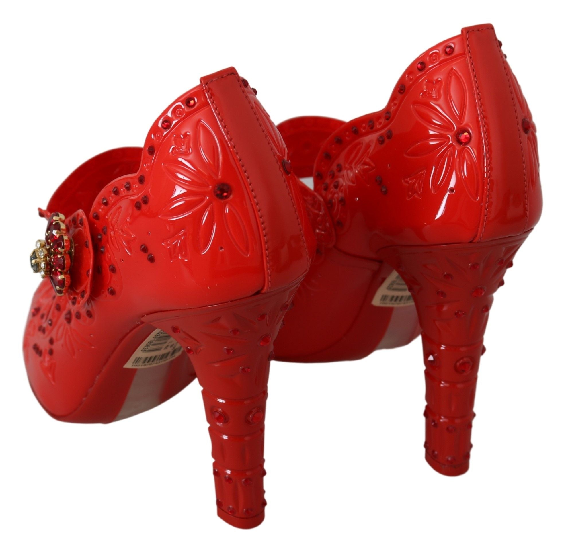 Escarpins Dolce &amp; Gabbana Cendrillon à fleurs rouges et cristaux
