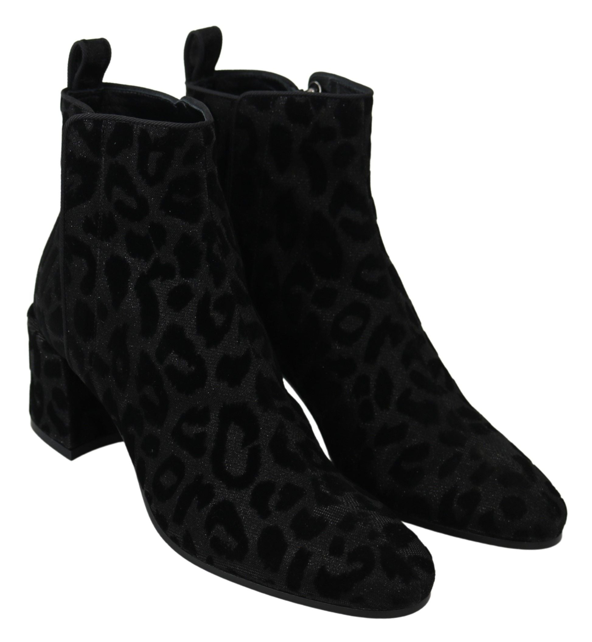 Bottines Dolce &amp; Gabbana léopard noir à fermeture éclair