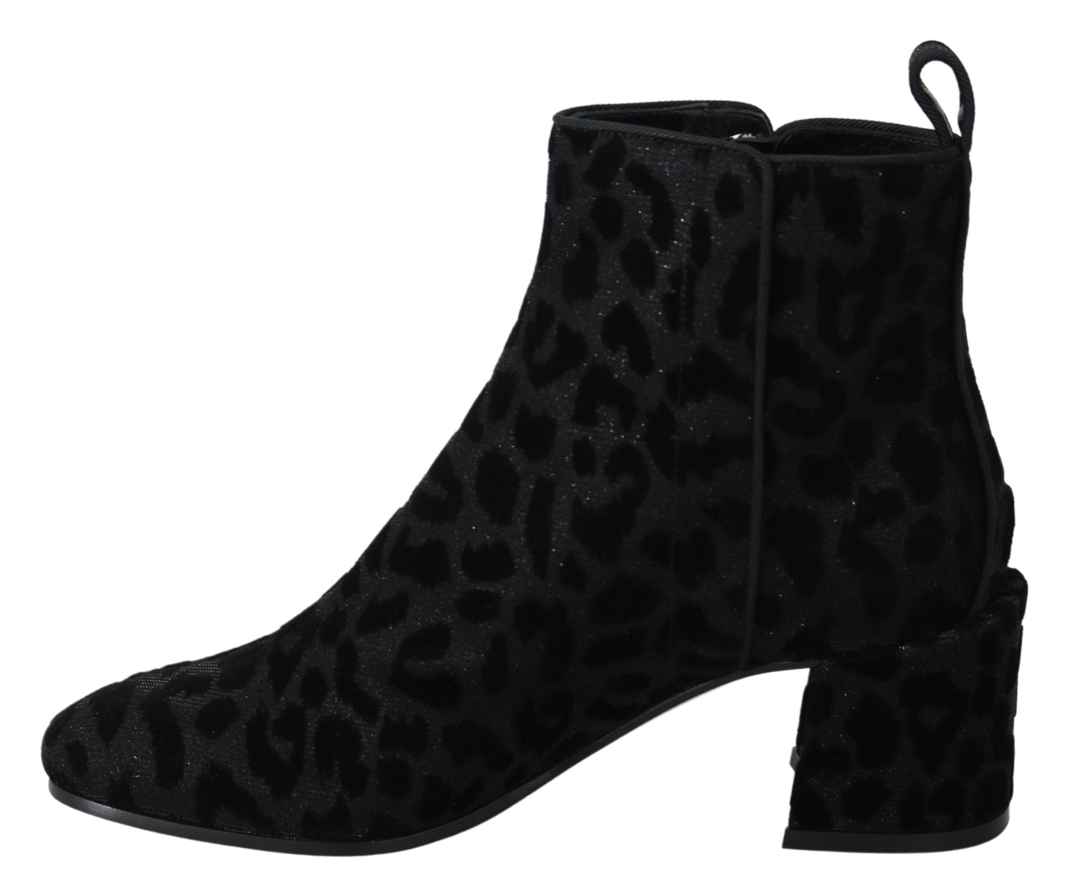 Bottines Dolce &amp; Gabbana léopard noir à fermeture éclair