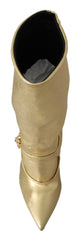 Dolce & Gabbana Gold Rhinestones Ankle Boots Socks Shoes