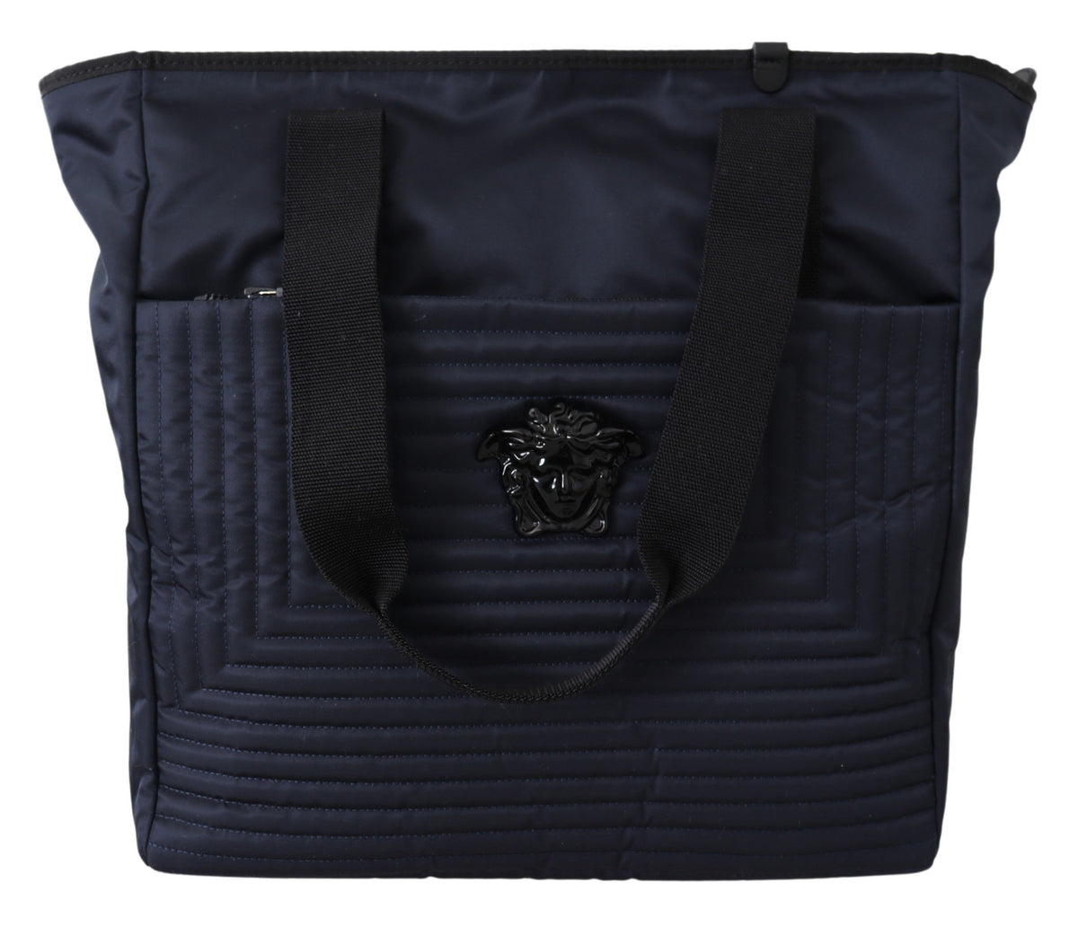 Sac cabas Versace élégant en nylon bleu