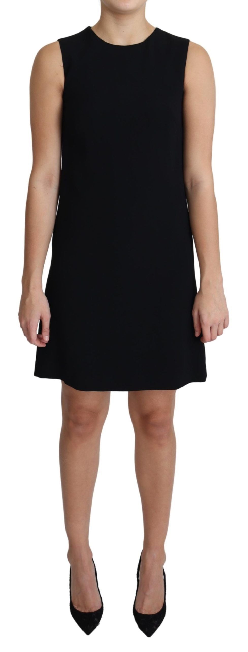 Robe courte trapèze Dolce &amp; Gabbana en viscose stretch noire