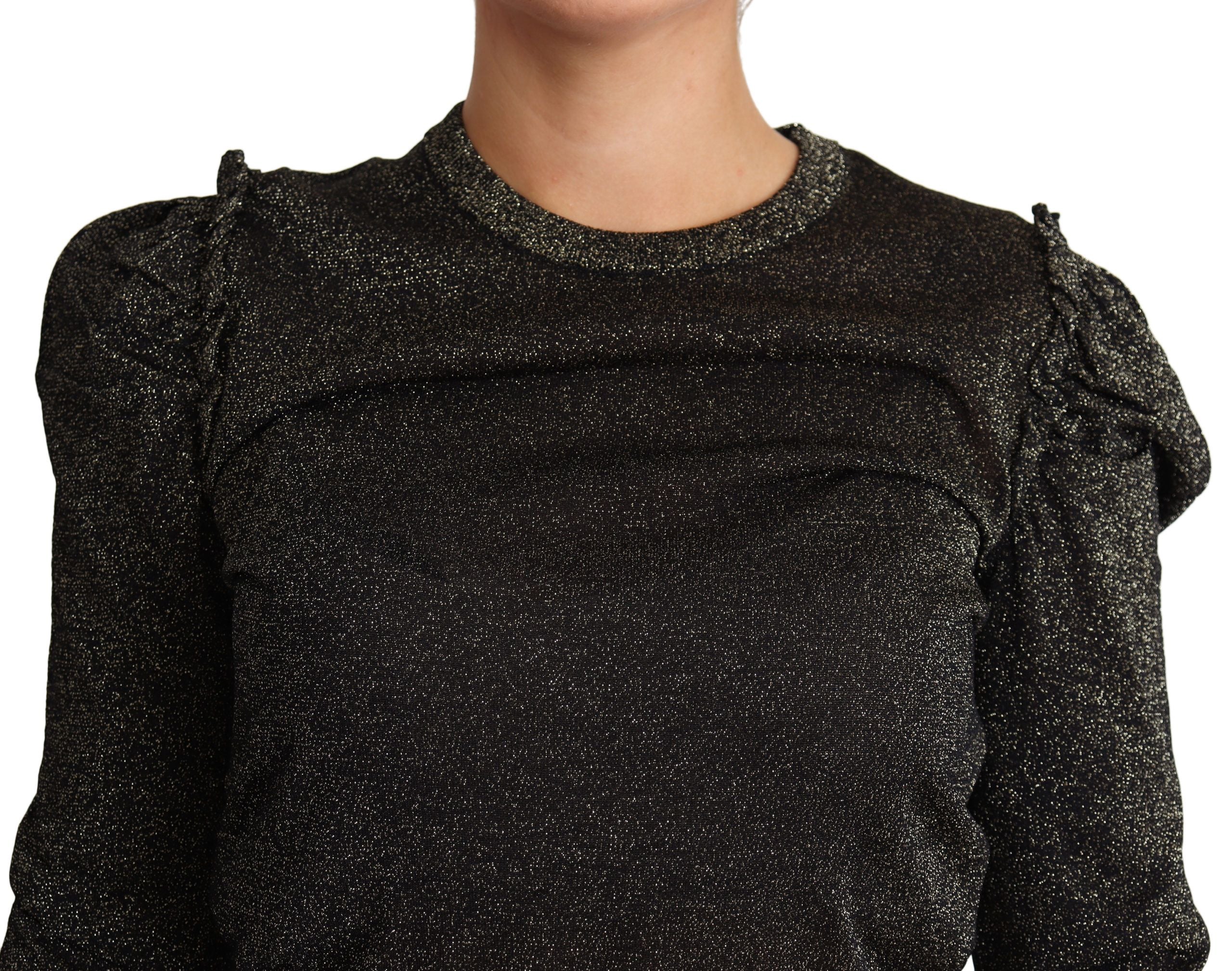 Dolce &amp; Gabbana Schwarzer Gold Cropped Damen Pullover