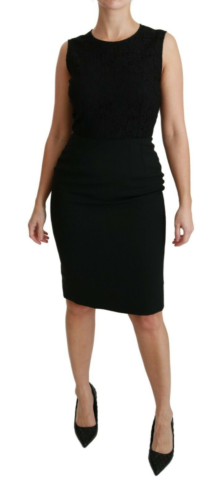 Dolce &amp; Gabbana Schwarzes Etuikleid aus floraler Spitze