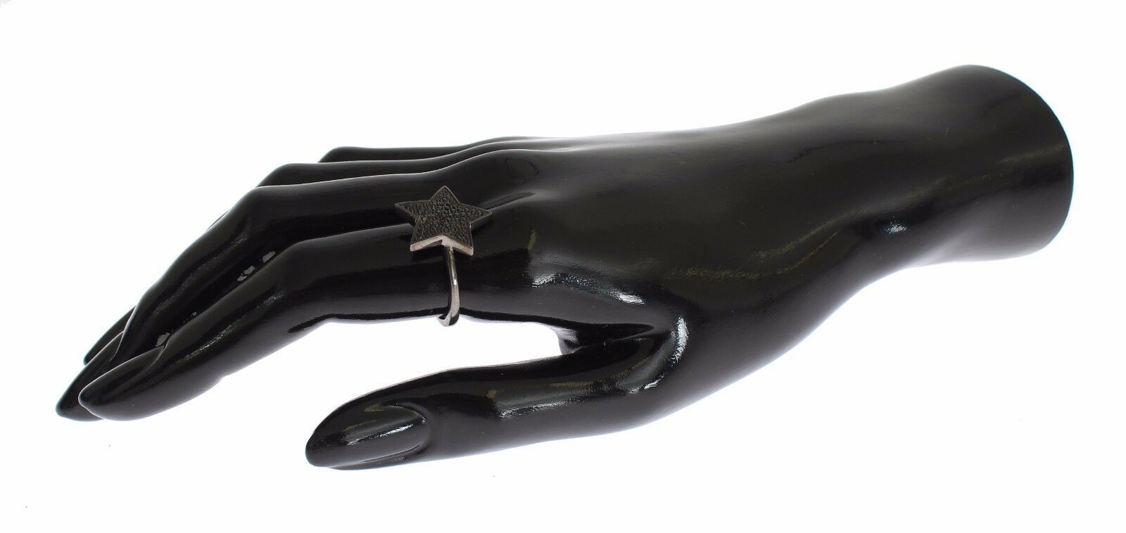 Nialaya Damenring aus schwarzem Zirkonia-Stern, 925er Silber