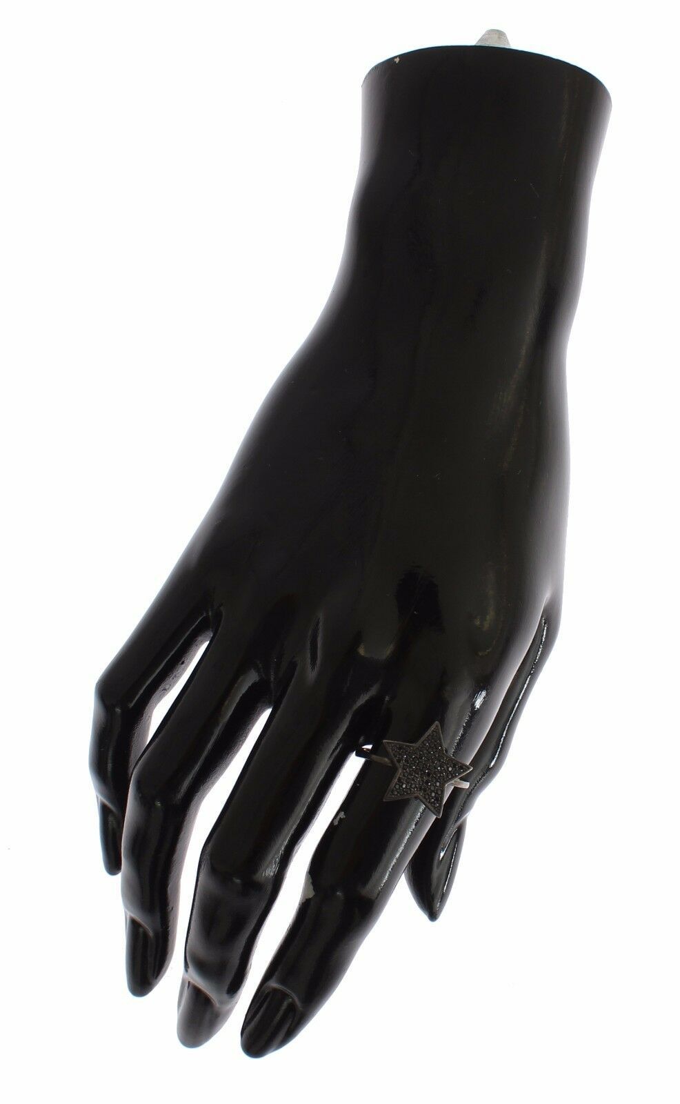 Nialaya Damenring aus schwarzem Zirkonia-Stern, 925er Silber