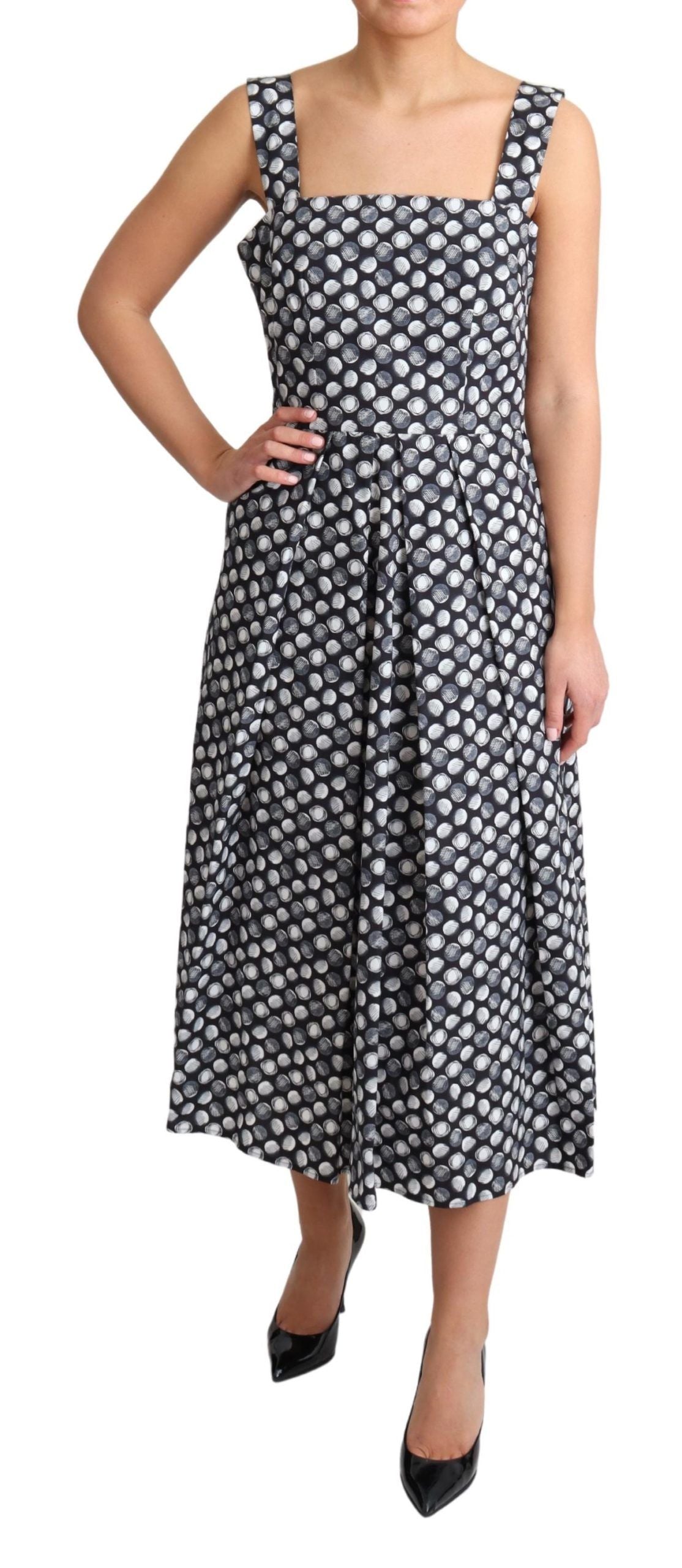 Robe Dolce &amp; Gabbana bleue en coton à motif géométrique, coupe trapèze