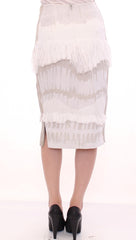 Arzu Kaprol White Acrylic Straight Pencil Skirt