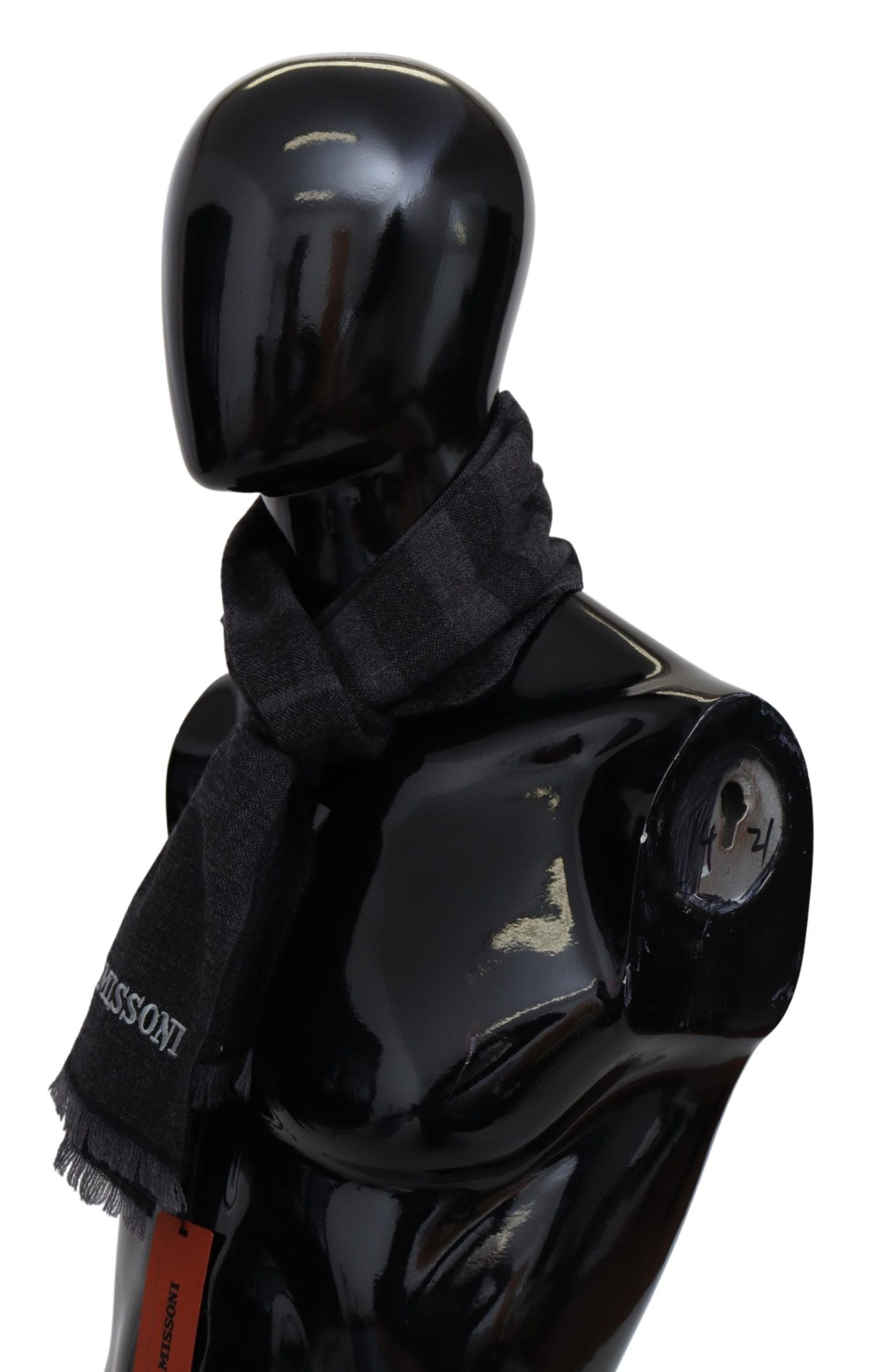 Missoni Schwarzer gestreifter Woll-Unisex-Halsschal