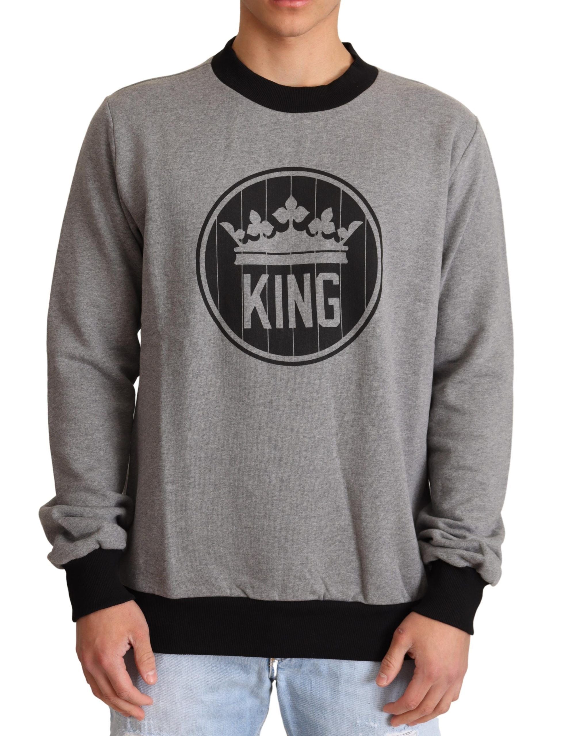 Pull en coton gris Dolce &amp; Gabbana Crown King