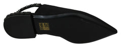 Dolce & Gabbana Black Flats Slingback Charmeuse Shoes
