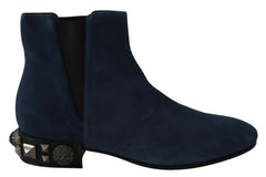 Bottes Dolce &amp; Gabbana en daim bleu ornées de clous