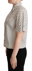 Dolce & Gabbana White Dotted Collared Blouse Shirt