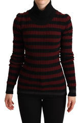 Dolce &amp; Gabbana Pullover aus Wolle, schwarz-rot gestreift