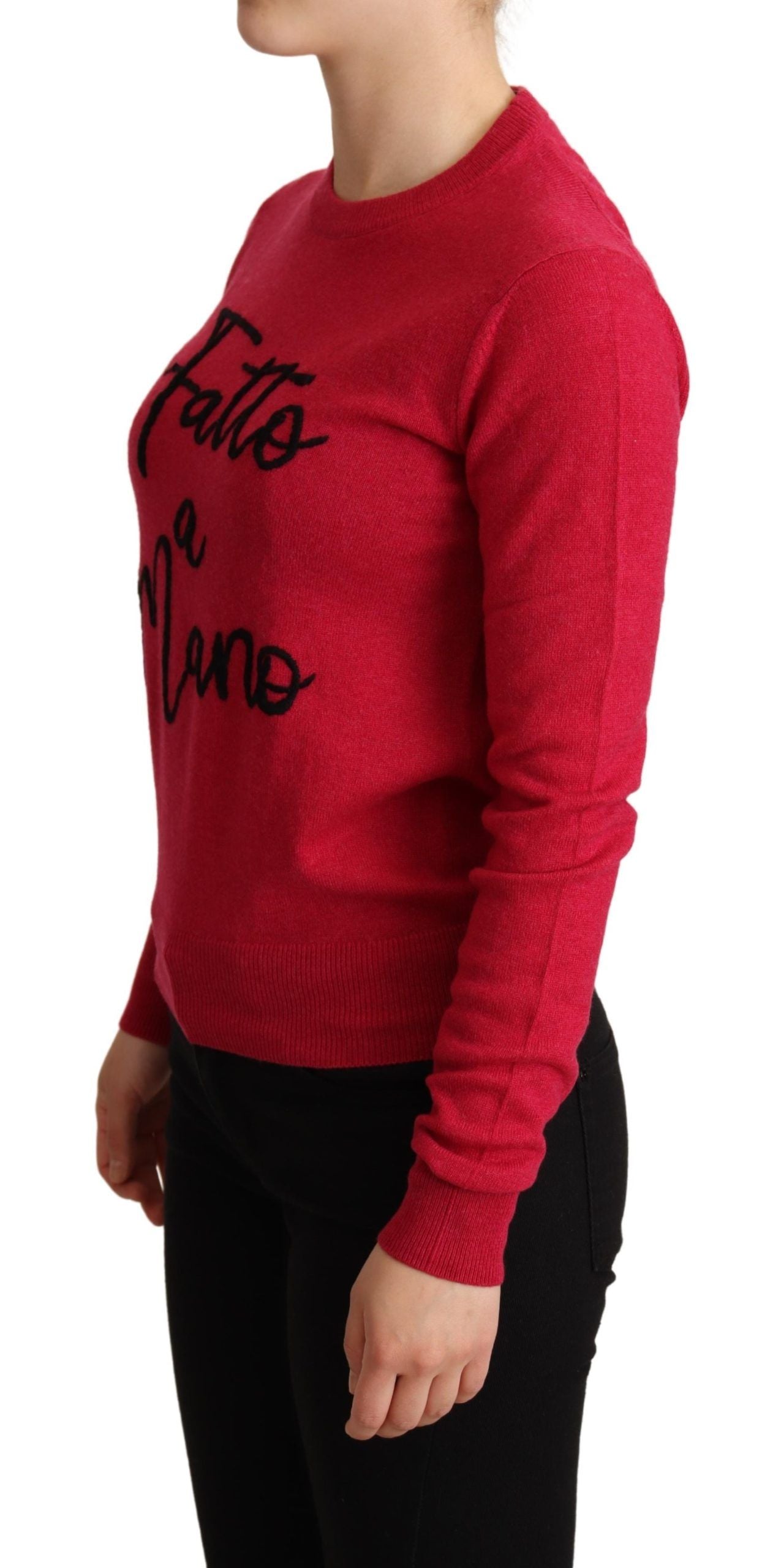 Dolce &amp; Gabbana Pullover aus rosa besticktem Kaschmirwolle