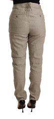 CYCLE Beige Mid Waist Casual Baggy Stretch Trouser