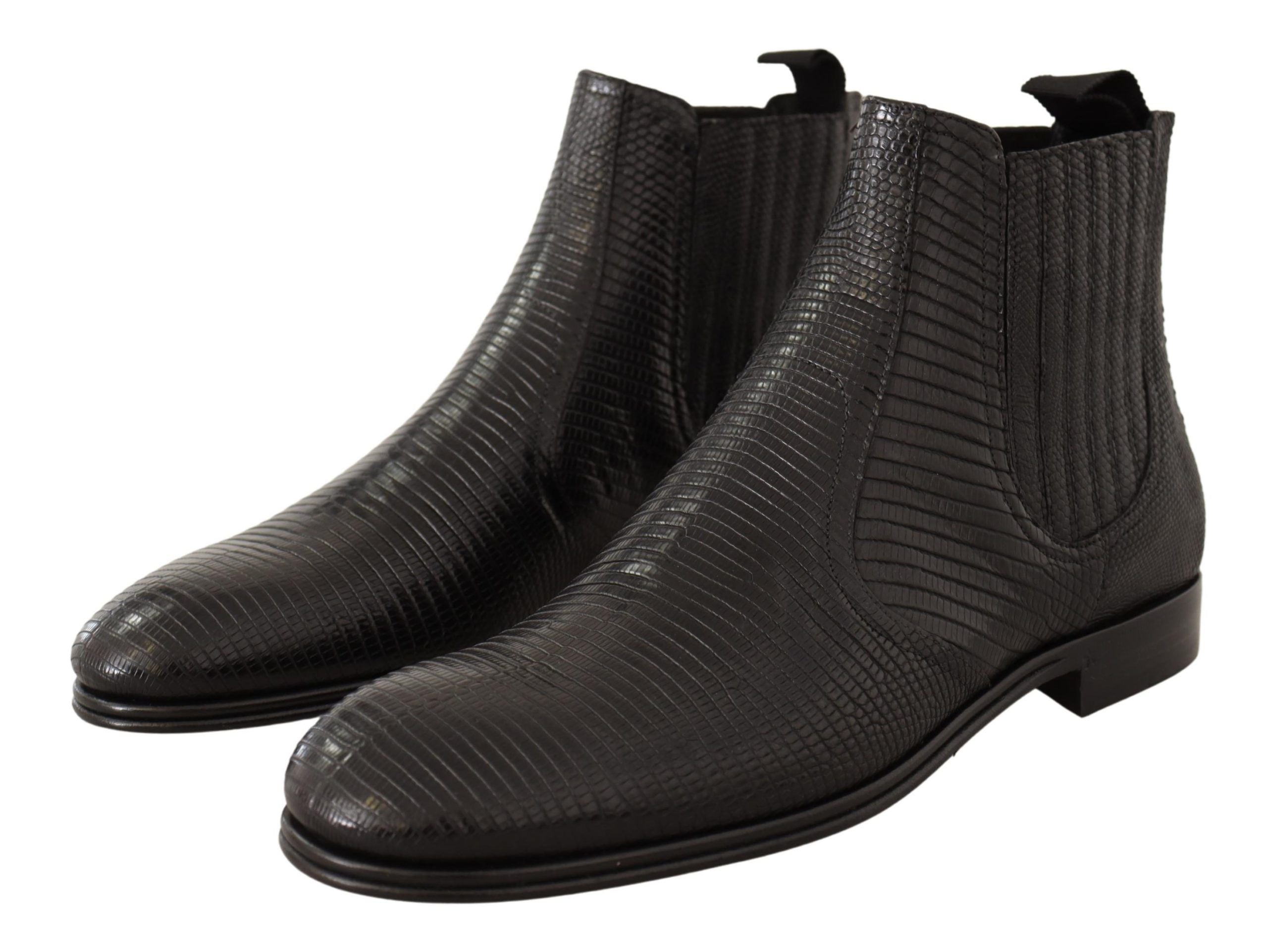 Bottines Dolce &amp; Gabbana en cuir noir imitation lézard