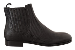 Bottines Dolce &amp; Gabbana en cuir noir imitation lézard