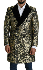 Manteau long Dolce &amp; Gabbana SICILIA en jacquard noir et or