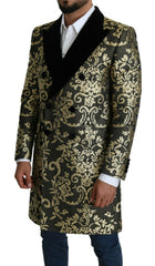 Manteau long Dolce &amp; Gabbana SICILIA en jacquard noir et or