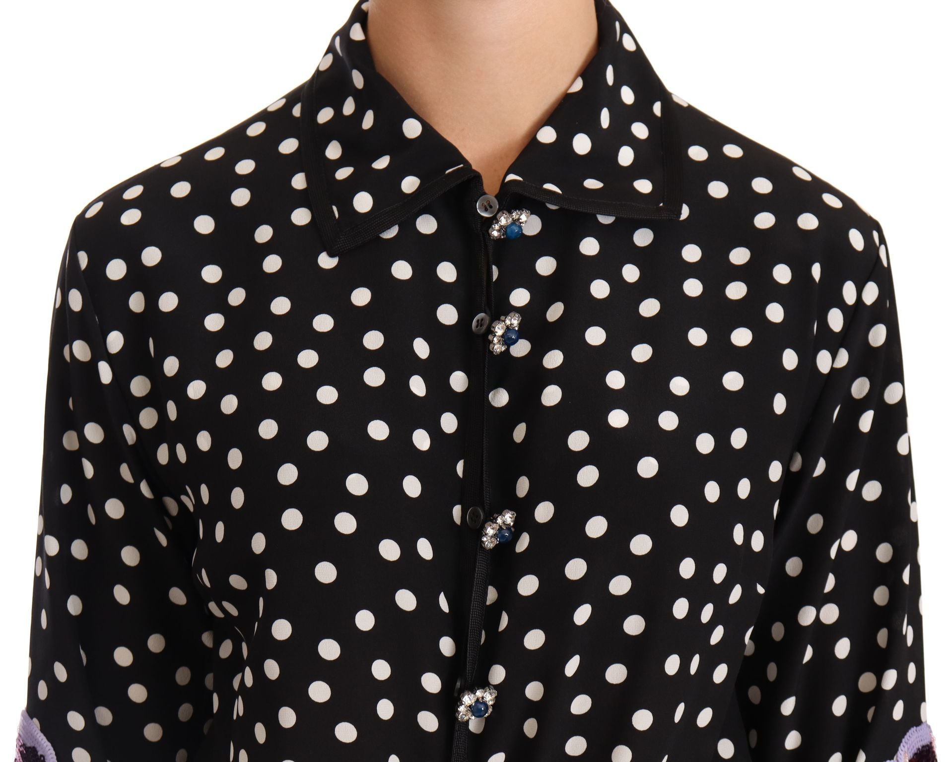 Robe Dolce &amp; Gabbana noire et blanche à sequins et cristaux à motif floral