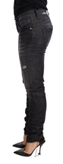 Acht Black Washed Cotton Low Waist Skinny Denim Trouser Jeans