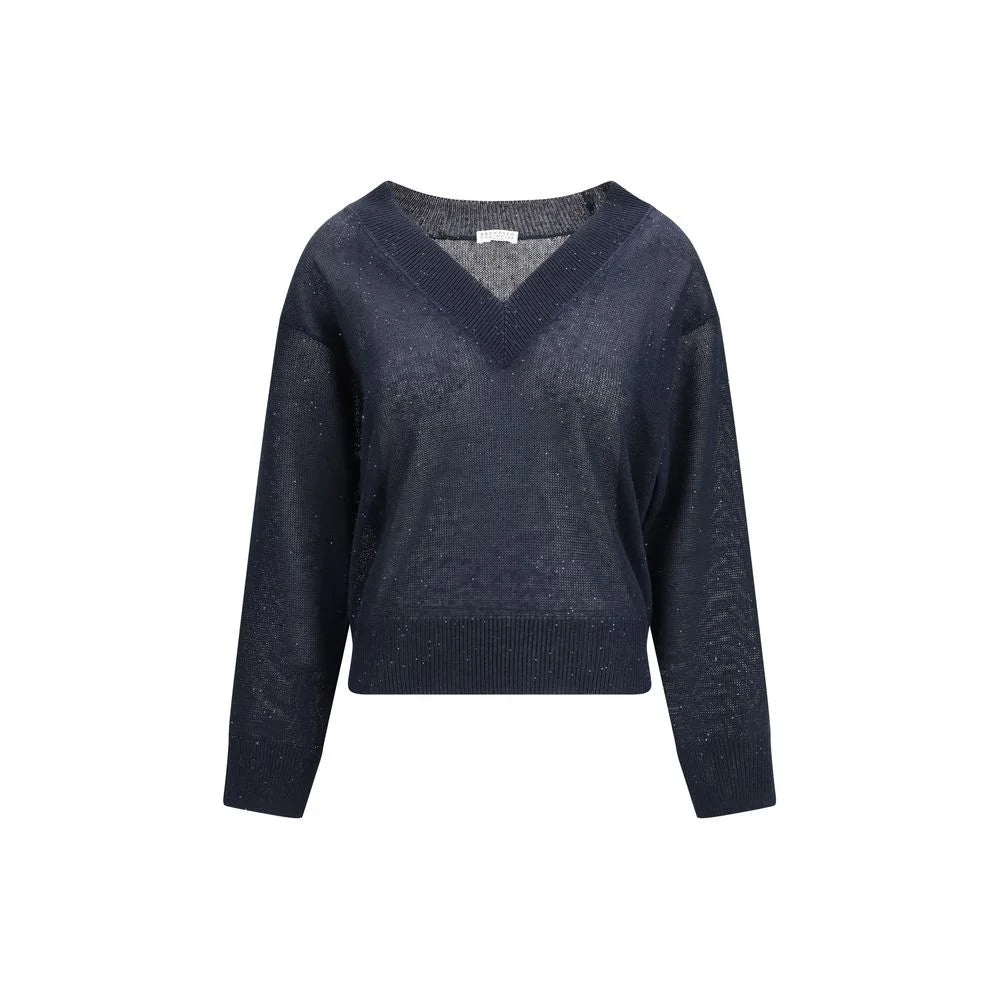 Brunello Cucinelli Blue Linen Sweatshirt