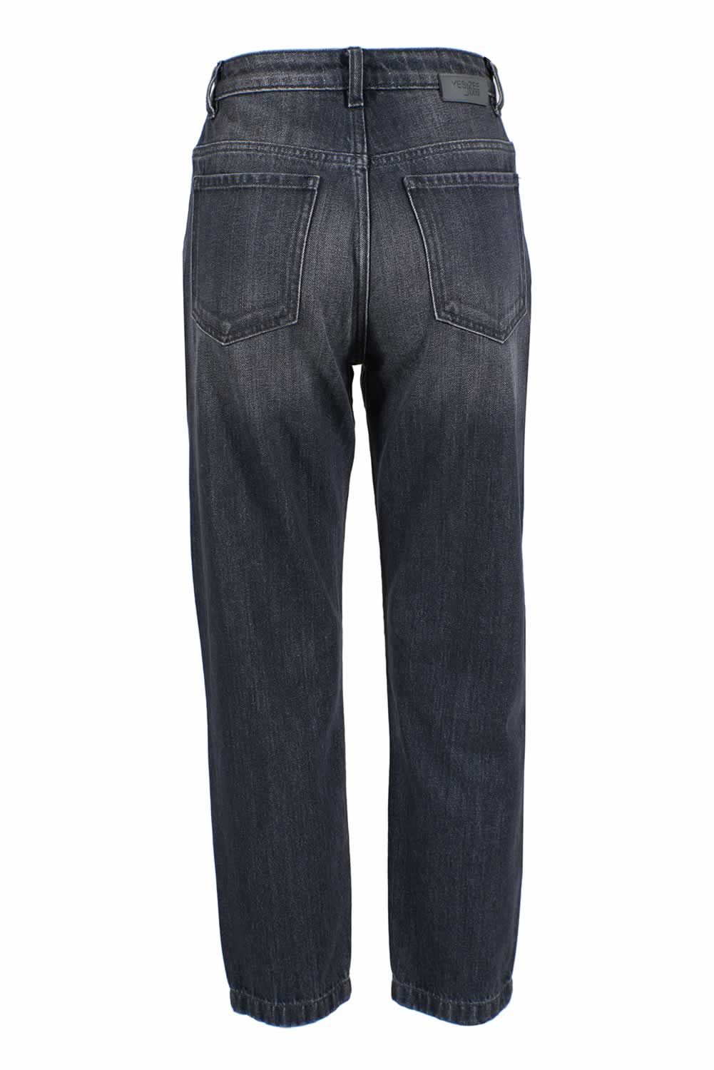 Yes Zee Schwarze Baumwoll-Jeans für Damen mit hohem Bund