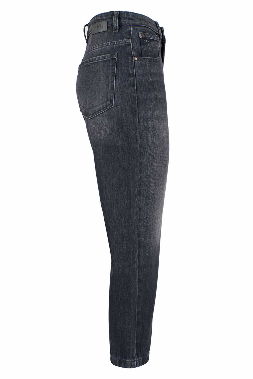 Yes Zee Schwarze Baumwoll-Jeans für Damen mit hohem Bund