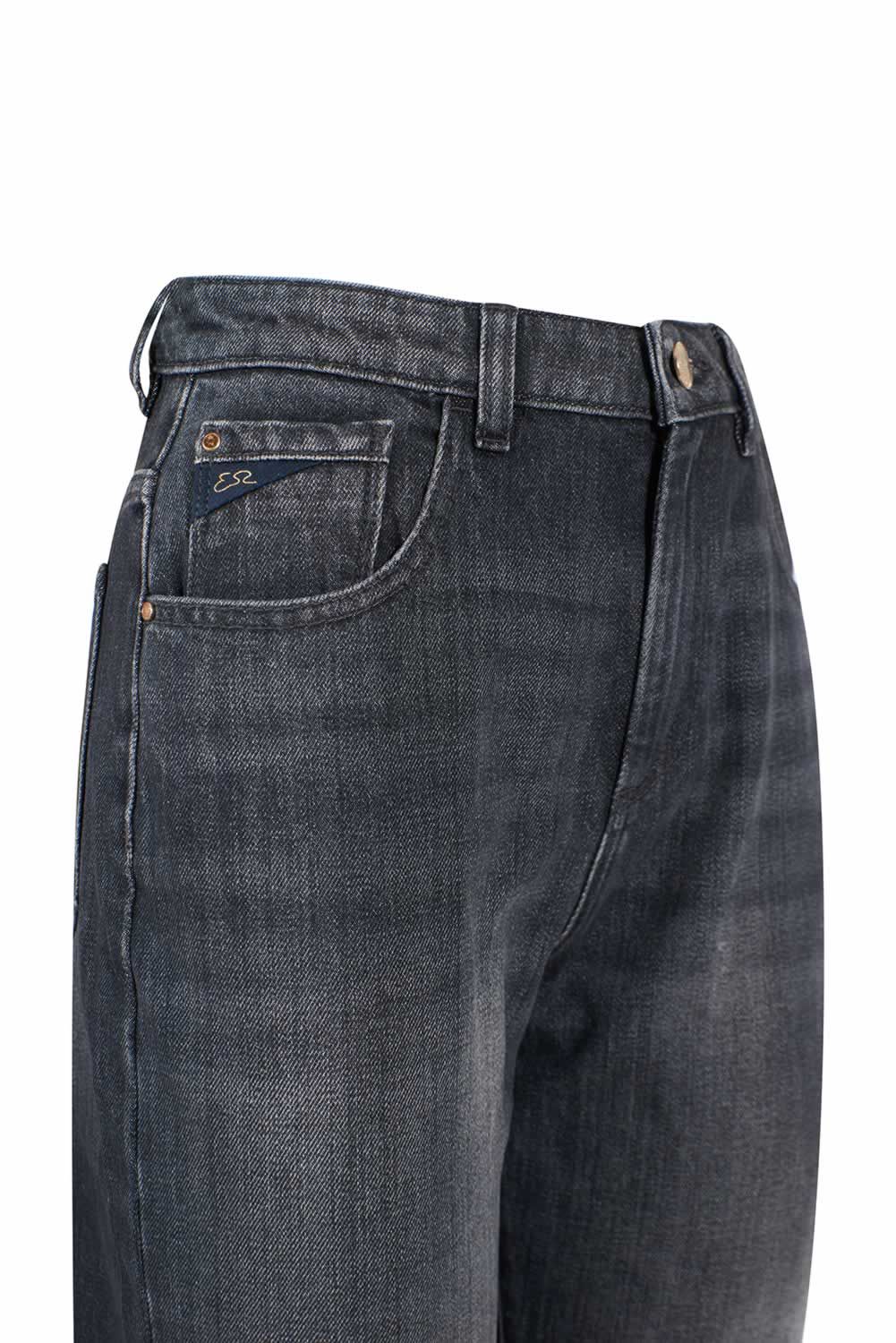Yes Zee Schwarze Baumwoll-Jeans für Damen mit hohem Bund