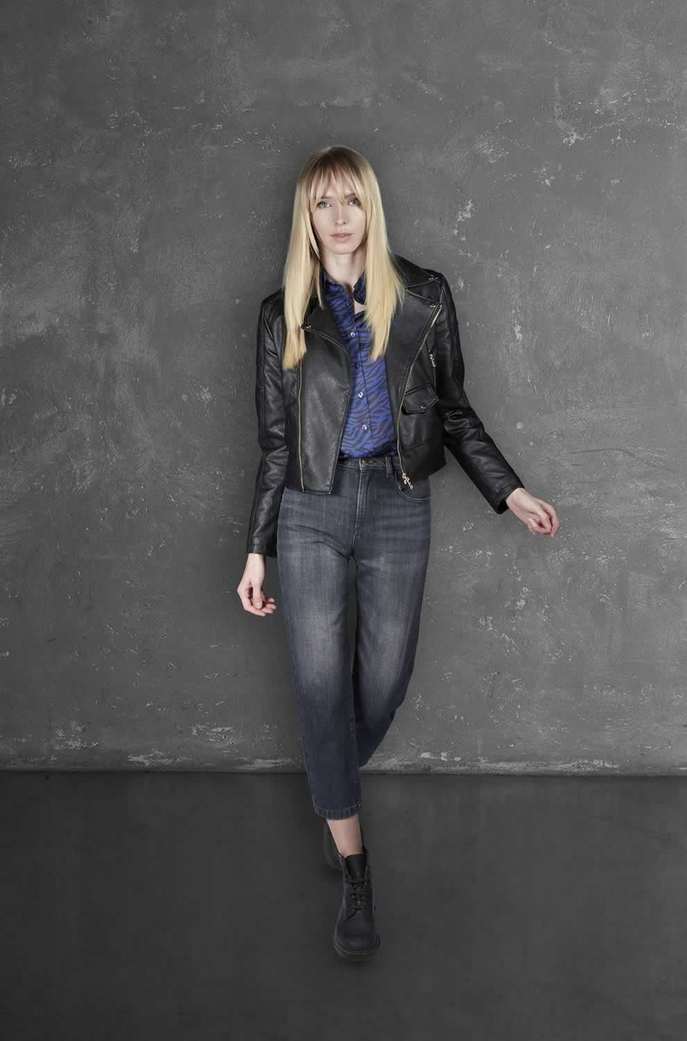 Yes Zee Schwarze Baumwoll-Jeans für Damen mit hohem Bund