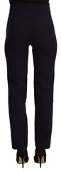 AGLINI Black High Waist Polyester Women Straight Pants