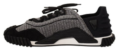 Dolce & Gabbana Black Gray Fabric Lace Up NS1 Sneakers Shoes