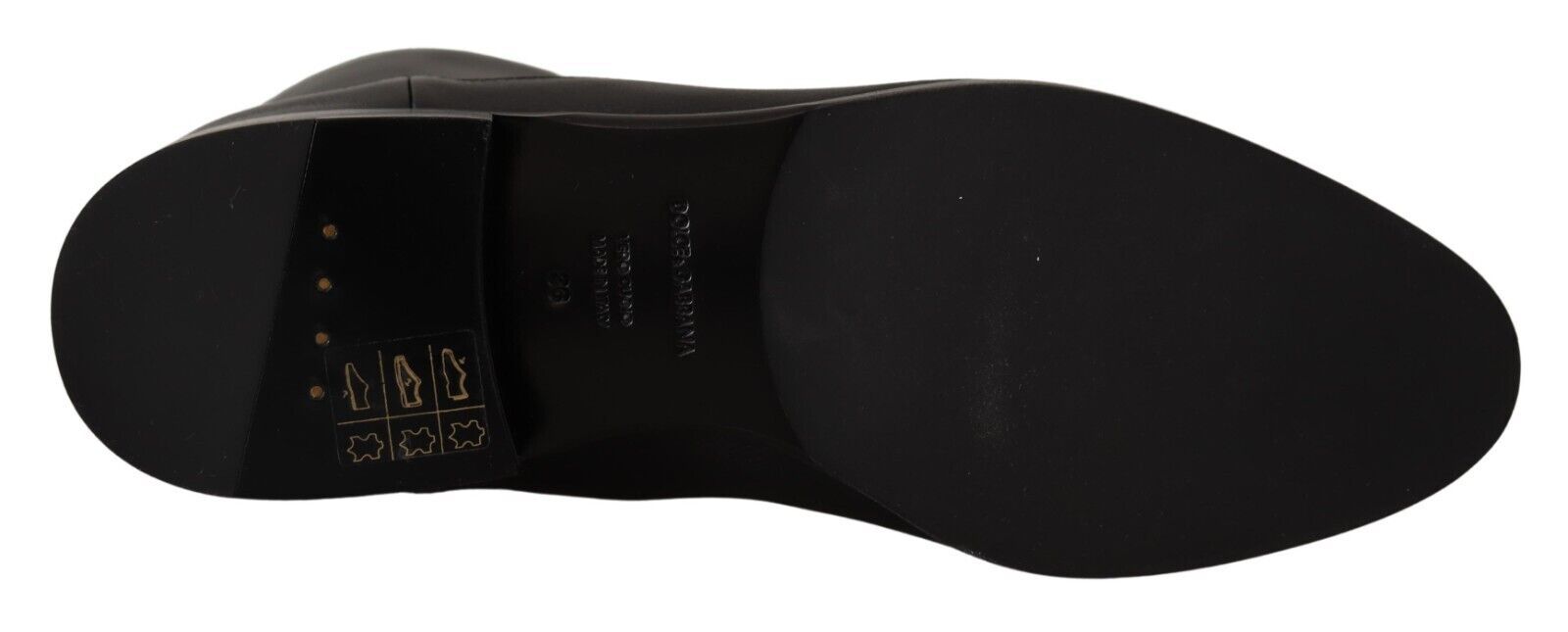 Dolce &amp; Gabbana Schwarze Leder-Flats Logo-Stiefeletten
