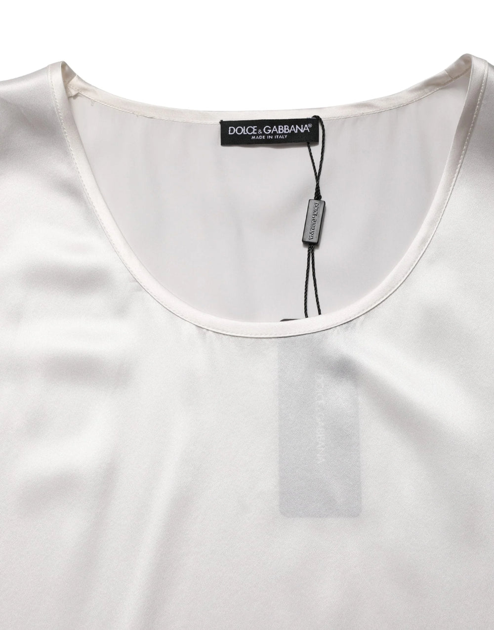 Dolce & Gabbana White Satin Polyester SleevelessTank T-shirt - IT50 | L