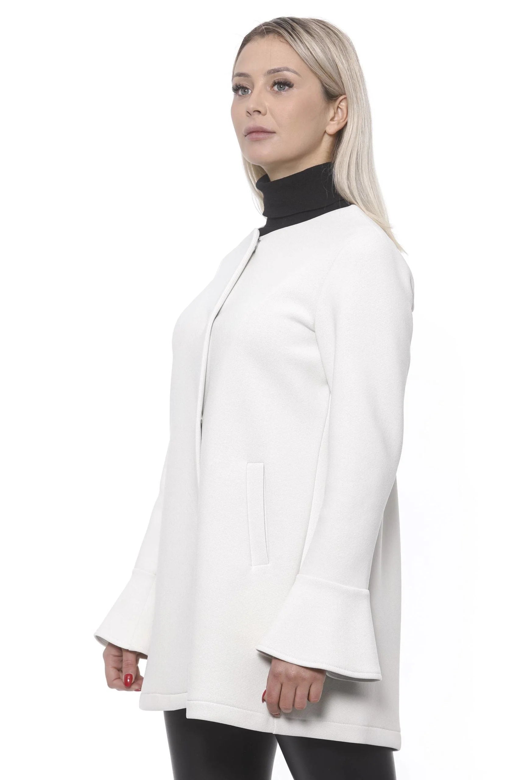 19V69 Italia Elegant White Neoprene Woman Coat - M - Overcoats